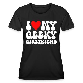 J'aime Ma Petite Amie Geek J'Adore Ma Copine Geek - T-shirt sport Femme - noir - Devant - AI Model Female 172 light (172cm)