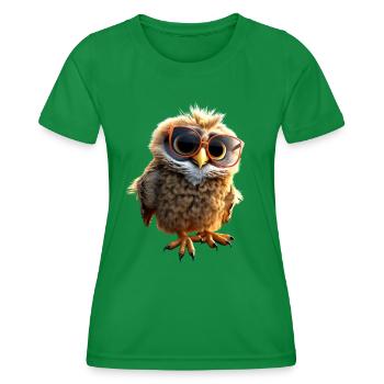 Owl Barn Owl Gift Kauz Uhu Owl Sweet Owls - Women's Functional T-Shirt - kelly green - Front - AI Model Female 172 dark (172cm)