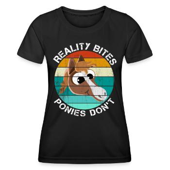 Poneys Disant Drôle LA RÉALITÉ MORD LES PONEYS NE LE FONT PAS - T-shirt sport Femme - noir - Devant - AI Model Female 172 light (172cm)
