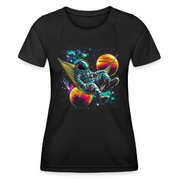 Hamac Astronaute Science Espace - T-shirt sport Femme - noir - Devant - AI Model Female 172 light (172cm)