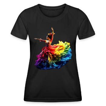 Danseuse de flamenco Arc-en-ciel Robe colorée Danse - T-shirt sport Femme - noir - Devant - AI Model Female 172 light (172cm)