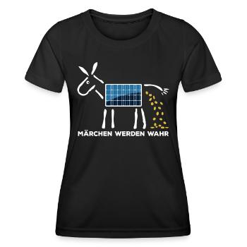 Märchen werden wahr - Goldesel - Photovoltaik - Frauen Funktions-T-Shirt - Schwarz - Vorne - AI Model Female 172 light (172cm)