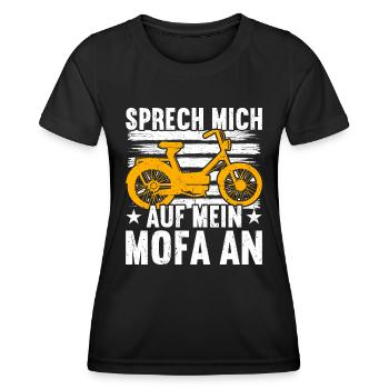Mofa Mofas Moped Zweirad Mofafahrer Rollerfahrer - Frauen Funktions-T-Shirt - Schwarz - Vorne - AI Model Female 172 light (172cm)