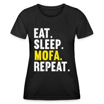 Mofa Mofas Moped Zweirad Mofafahrer Rollerfahrer - Frauen Funktions-T-Shirt - Schwarz - Vorne - AI Model Female 172 light (172cm)