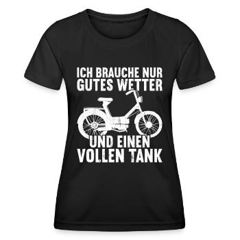 Mofa Mofas Moped Zweirad Mofafahrer Rollerfahrer - Frauen Funktions-T-Shirt - Schwarz - Vorne - AI Model Female 172 light (172cm)