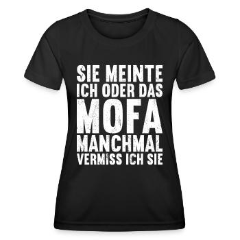 Mofa Mofas Moped Zweirad Mofafahrer Rollerfahrer - Frauen Funktions-T-Shirt - Schwarz - Vorne - AI Model Female 172 light (172cm)