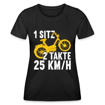 Mofa Mofas Moped Zweirad Mofafahrer Rollerfahrer - Frauen Funktions-T-Shirt - Schwarz - Vorne - AI Model Female 172 light (172cm)
