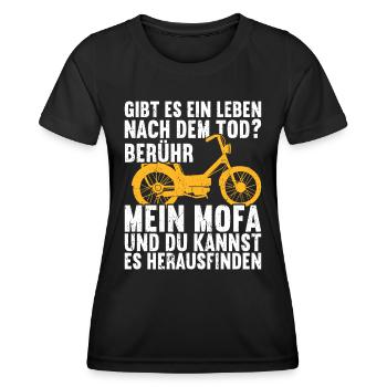 Mofa Mofas Moped Zweirad Mofafahrer Rollerfahrer - Frauen Funktions-T-Shirt - Schwarz - Vorne - AI Model Female 172 light (172cm)
