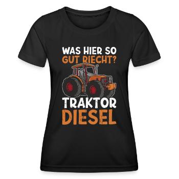 Traktor Trekker Bauer Landwirtschaft - Frauen Funktions-T-Shirt - Schwarz - Vorne - AI Model Female 172 light (172cm)
