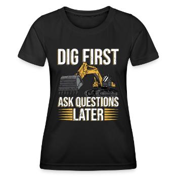 Bagger Bagger Bagger Bauarbeiter - Frauen Funktions-T-Shirt - Schwarz - Vorne - AI Model Female 172 light (172cm)