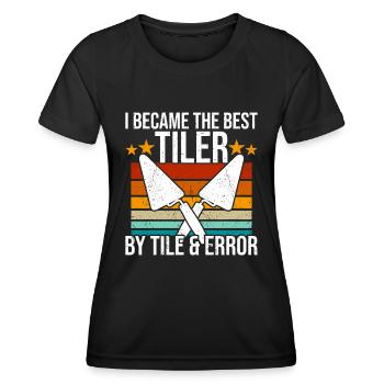 Fliesenleger Fliesenleger Fliesen - Frauen Funktions-T-Shirt - Schwarz - Vorne - AI Model Female 172 light (172cm)