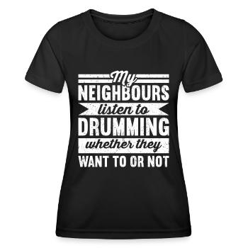 Schlagzeuger Schlagzeuger Schlagzeuger Trommler - Frauen Funktions-T-Shirt - Schwarz - Vorne - AI Model Female 172 light (172cm)