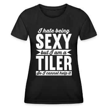 Fliesenleger Fliesenleger Fliesen - Frauen Funktions-T-Shirt - Schwarz - Vorne - AI Model Female 172 light (172cm)