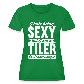 Tiler Tile Setter Tiles - Women's Functional T-Shirt - kelly green - Front - AI Model Female 172 dark (172cm)