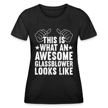 Glassblowing Glass Blowing Glassblower - Women's Functional T-Shirt - black - Front - AI Model Female 172 light (172cm)