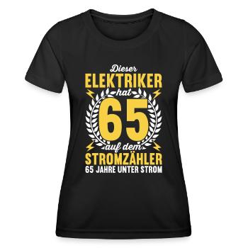 Elektriker Elektroinstallateur 65. Geburtstag - Frauen Funktions-T-Shirt - Schwarz - Vorne - AI Model Female 172 light (172cm)