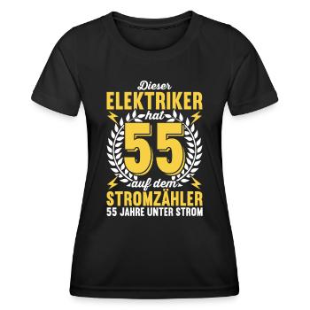 Elektriker Elektroinstallateur 55. Geburtstag - Frauen Funktions-T-Shirt - Schwarz - Vorne - AI Model Female 172 light (172cm)