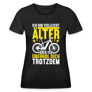 E Bike E-Bike Elektrofahrrad Elektrorad - Frauen Funktions-T-Shirt - Schwarz - Vorne - AI Model Female 172 light (172cm)