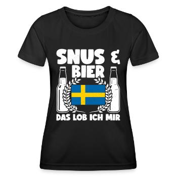 Snus Tabak Kautabak - Frauen Funktions-T-Shirt - Schwarz - Vorne - AI Model Female 172 light (172cm)