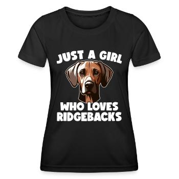 Rhodesian Ridgeback Girl Rhodesian Ridgebacks - T-shirt sport Femme - noir - Devant - AI Model Female 172 light (172cm)