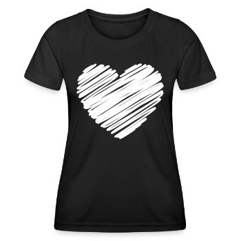 White Scribble Heart - Women's Functional T-Shirt - black - Front - AI Model Female 172 light (172cm)