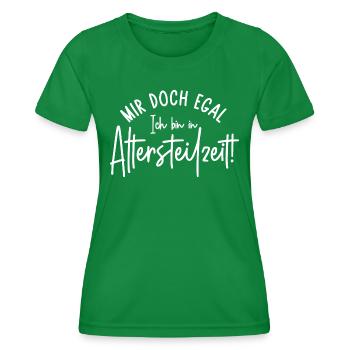 Ruhestand Mir doch egal Ich bin in Altersteilzeit - Frauen Funktions-T-Shirt - Kelly Green - Vorne - AI Model Female 172 dark (172cm)