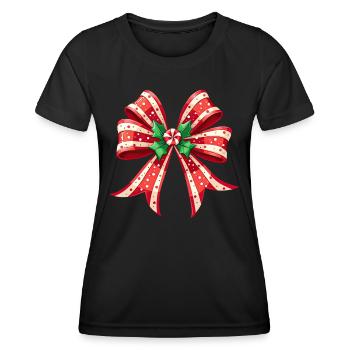 Weihnachtsgeschenk mit Zuckerrohrschleife - Frauen Funktions-T-Shirt - Schwarz - Vorne - AI Model Female 172 light (172cm)