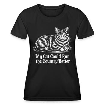 Meine Katze würde das Land besser regieren - Frauen Funktions-T-Shirt - Schwarz - Vorne - AI Model Female 172 light (172cm)