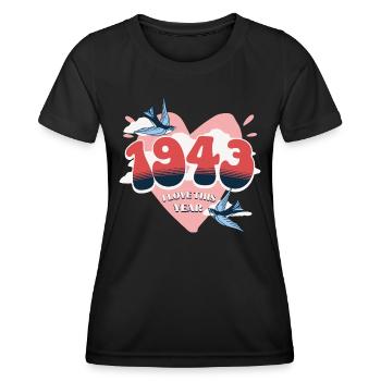 Geburtstag 80 Jahre verehrt Geburtsjahr 1943 - Frauen Funktions-T-Shirt - Schwarz - Vorne - AI Model Female 172 light (172cm)