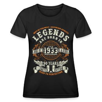 les légendes sont nées en 1933 - 90 ans - T-shirt sport Femme - noir - Devant - AI Model Female 172 light (172cm)