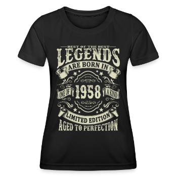 Legenden geboren 1958 - Frauen Funktions-T-Shirt - Schwarz - Vorne - AI Model Female 172 light (172cm)