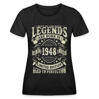 legends born in 1948 - Women's Functional T-Shirt - black - Front - AI Model Female 172 light (172cm)