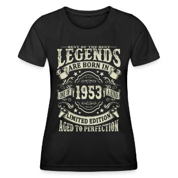 Legenden geboren 1953 - Frauen Funktions-T-Shirt - Schwarz - Vorne - AI Model Female 172 light (172cm)