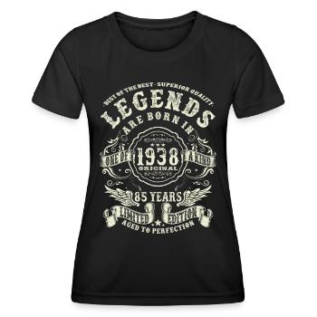 legends born in 1938 - 85 years old - Women's Functional T-Shirt - black - Front - AI Model Female 172 light (172cm)