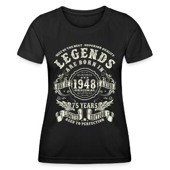 legends born in 1948 - 75 years old - Women's Functional T-Shirt - black - Front - AI Model Female 172 light (172cm)