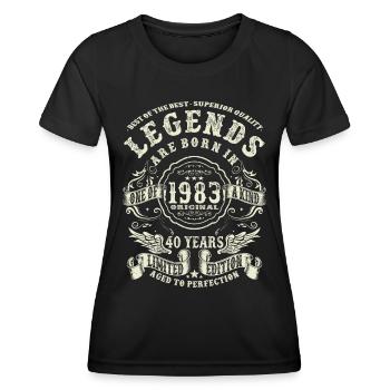 legends born in 1983 - 40 years old - Women's Functional T-Shirt - black - Front - AI Model Female 172 light (172cm)