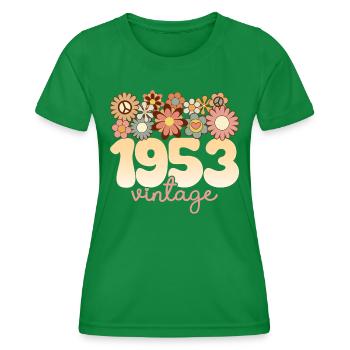 Retro Groovy 1953 Fête Anniversaire Femme 70 Ans - T-shirt sport Femme - vert - Devant - AI Model Female 172 dark (172cm)