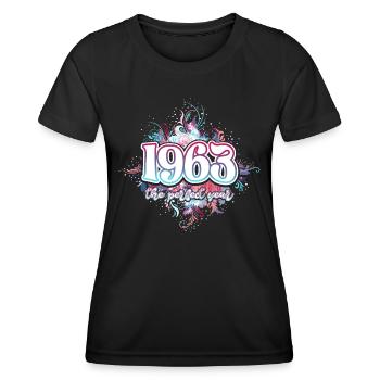 Fête Anniversaire Femme 1963 60 Ans Anniversaire - T-shirt sport Femme - noir - Devant - AI Model Female 172 light (172cm)
