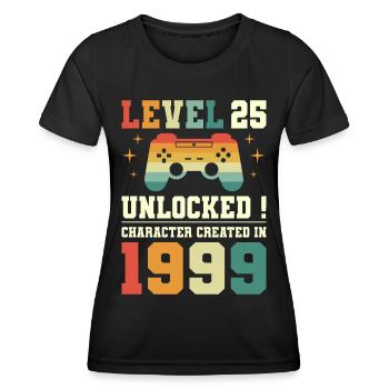 Niveau 25 Anniversaire Gamer 25 Ans - T-shirt sport Femme - noir - Devant - AI Model Female 172 light (172cm)