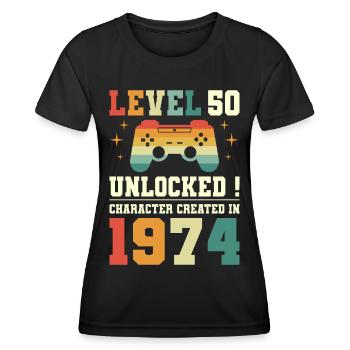 Level 50 Jubiläumsspieler 50 Jahre - Frauen Funktions-T-Shirt - Schwarz - Vorne - AI Model Female 172 light (172cm)