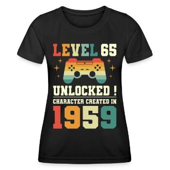 Level 65 Birthday Gamer 65 Years - Women's Functional T-Shirt - black - Front - AI Model Female 172 light (172cm)