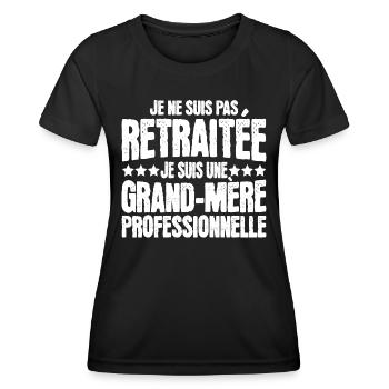 Grand-Mère Professionnelle Retraitée Mamie - T-shirt sport Femme - noir - Devant - AI Model Female 172 light (172cm)