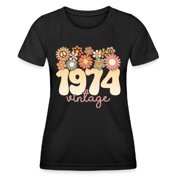 Vintage Woman Year 1974 50 Years Anniversary - Women's Functional T-Shirt - black - Front - AI Model Female 172 light (172cm)