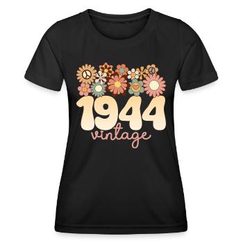 Vintage Frau Jahr 1944 80 Jahre Jubiläum - Frauen Funktions-T-Shirt - Schwarz - Vorne - AI Model Female 172 light (172cm)