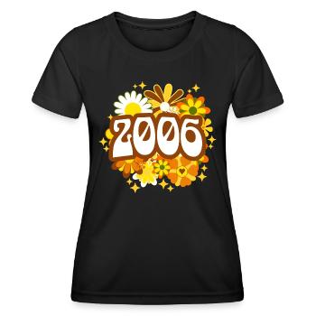 Rétro Groovy Année 2006 Femme 18 Ans Anniversaire - T-shirt sport Femme - noir - Devant - AI Model Female 172 light (172cm)