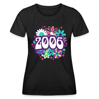 Rétro Groovy Année 2006 Femme 18 Ans Anniversaire - T-shirt sport Femme - noir - Devant - AI Model Female 172 light (172cm)