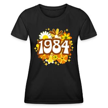 Retro Groovy Jahr 1984 Frau 40 Jahre Jubiläum - Frauen Funktions-T-Shirt - Schwarz - Vorne - AI Model Female 172 light (172cm)