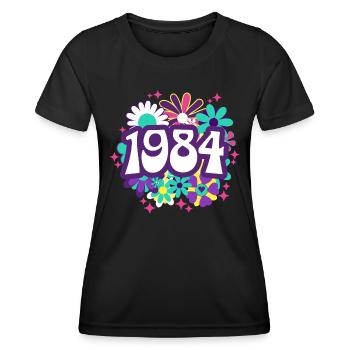 Retro Groovy Jahr 1984 Frau 40 Jahre Jubiläum - Frauen Funktions-T-Shirt - Schwarz - Vorne - AI Model Female 172 light (172cm)