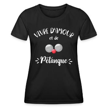 Vivre D'Amour Et De Pétanque Humour Pétanque - T-shirt sport Femme - noir - Devant - AI Model Female 172 light (172cm)