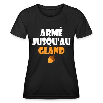 Bewaffnet bis auf die Knochen Humor Französischer Ausdruck - Frauen Funktions-T-Shirt - Schwarz - Vorne - AI Model Female 172 light (172cm)